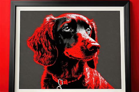 Premium Photo | Halftone print cute dog red movie poster illustrations