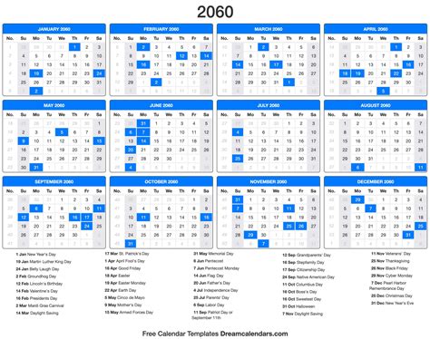 2060 Calendar