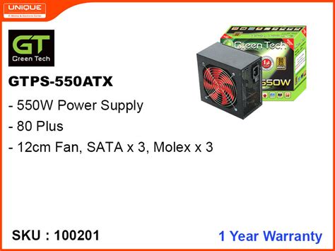 Green Tech Gtps 550 Atx 550w Power Supply Bronze Mm