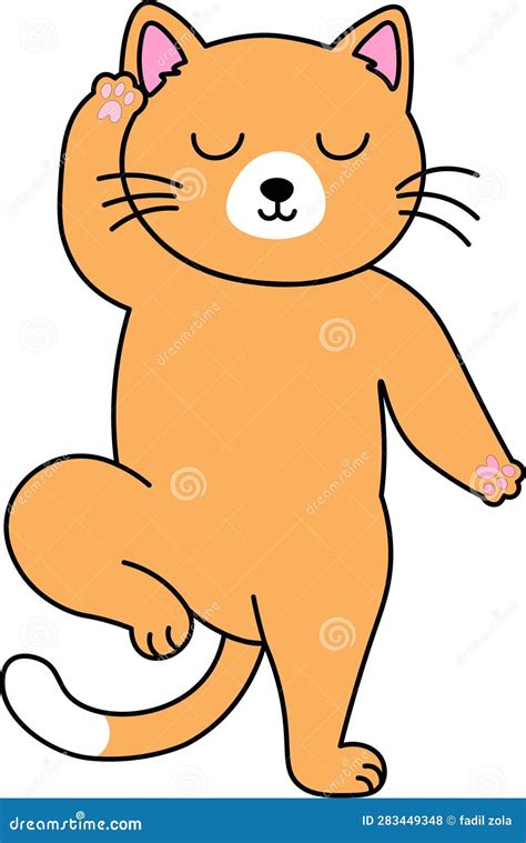 Funny Cat Doing Yoga Cartoon Stock Illustration Illustration Of