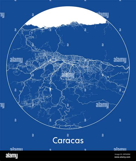 Mapa De La Ciudad Caracas Venezuela Am Rica Del Sur Azul De Impresi N