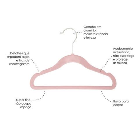 Kit 30 Cabides de Veludo Básico Rosa Nude MadeiraMadeira