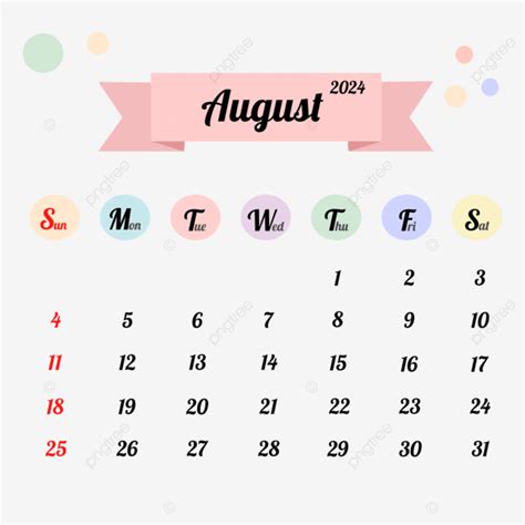 Calendario Agosto 2024 Vector Png Dibujos Agosto De 2024 Calendario Mes Png Y Vector Para