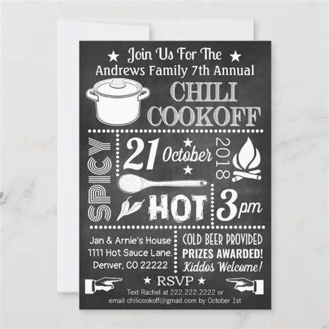 Chili Cook Off Invitation | Zazzle