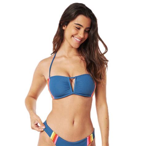 Rip Curl Wave Shapers Stripe Bandeau Bikini Top Blue Xtremeinn