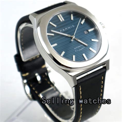 Mm Parnis Blue Dial Date Luminous Miyota A Automatic Movement Mens