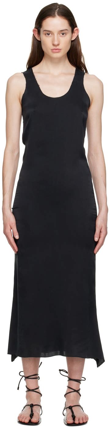 Gabriela Coll Garments Black Raw Edge Midi Dress Gabriela Coll