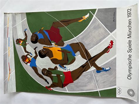 Jacob Lawrence Poster The Relay Race Lithograph Olympic Games Munich