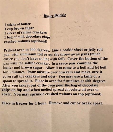 Chris Arter sent me this Butter Brickle recipe. Delicious! Anything that starts with two sticks ...