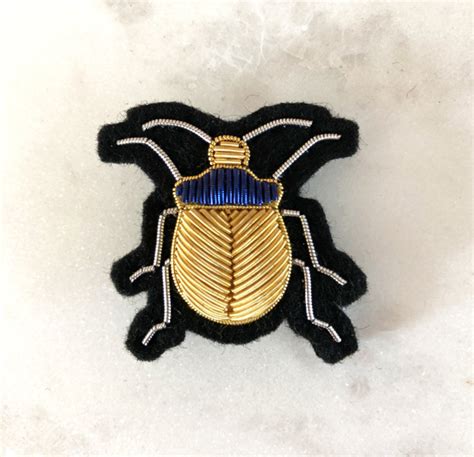 Hand Embroidered Goldwork Beetle Brooch