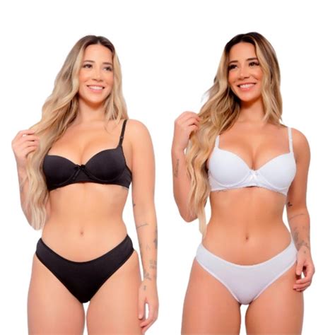 Kit Conjuntos De Lingerie Liso B Sico Mulher Casual Suti E Calcinha Linha Noite Sexy