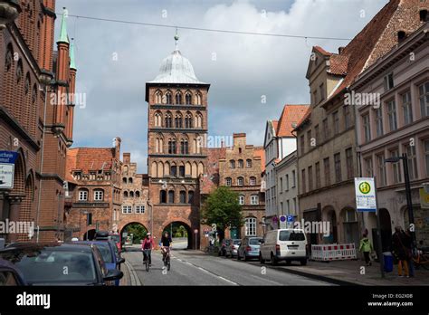 Old Street And Burgtor Gate Lubeck Germany Europe Stock Photo Alamy