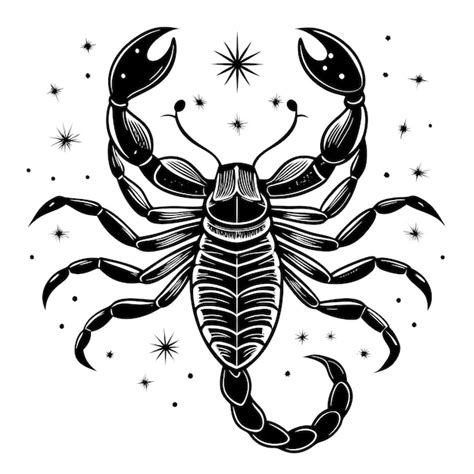 A Scorpion Black And White Vector Illustration Animal Silhouette For