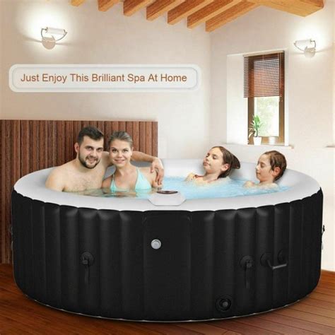 Goplus Black Person Portable Inflatable Massage Spa Hot Tub Saiitt
