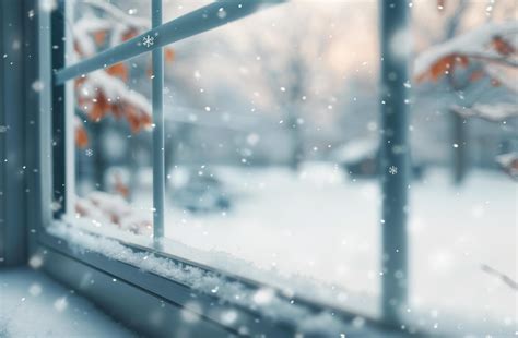 Snow Falling Gently Outside a Window During Winter Morning 48583414