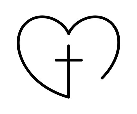 Cruz Religiosa Abstracta E Icono Del Corazón Logotipo De Amor