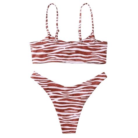 Gubotare Bikini Sets For Women Women S Swimsuit Wrap V Neck Sleeveless Bikini Top And High Cut