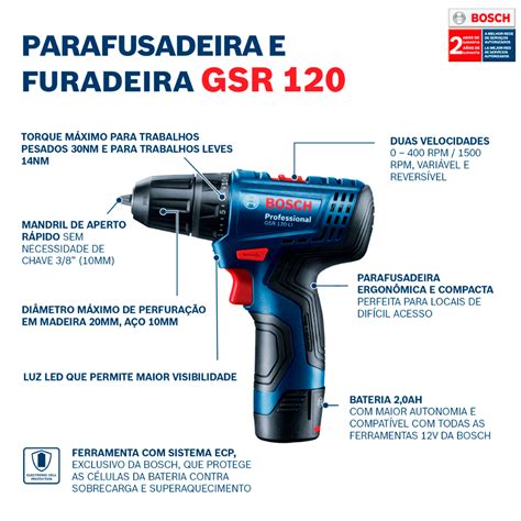 Parafusadeira Furadeira A Bateria Bosch Gsr Li V Bateria