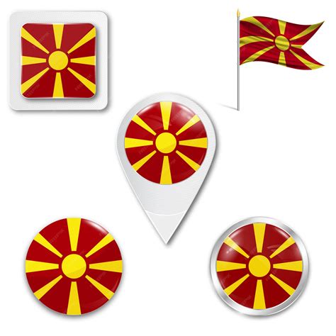 Premium Vector | Set icons national flag of macedonia