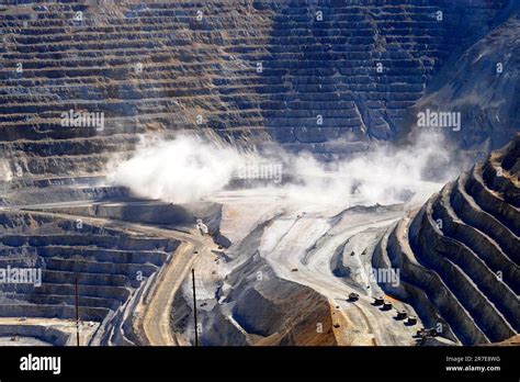 Bingham Canyon Mine At The Time Of The Controlled Explosion Bingham