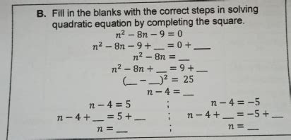 Solved B Fill In The Blanks With The Correct Steps In Solving