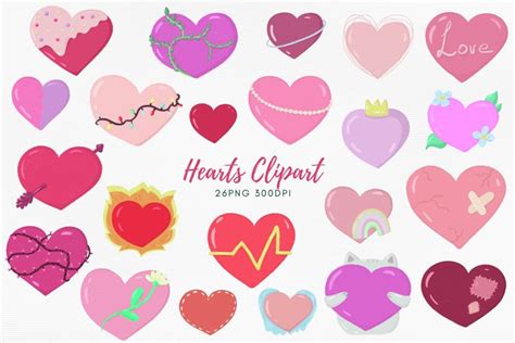 Heart Clipart Set For Adding Romance To Your Designs