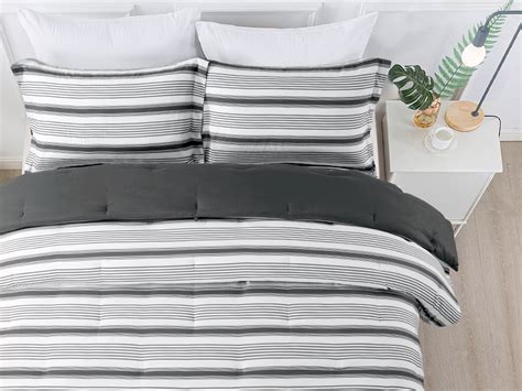 Amazon HOMBYS 120x120 Oversized King Stripe Comforter Set Grey