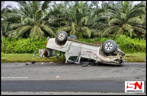 Kenderaan Terbabas Di Bahu Jalan Kinabatangan 2 Lelaki Cedera Sabah