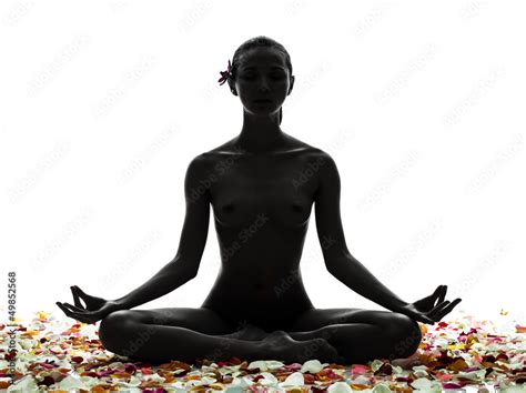 Beautiful Asian Woman Naked Sitting With Flowers Petal Silhouett Stock Photo Adobe Stock