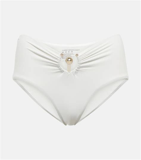 Christopher Esber Pierced Orbit High Rise Bikini Bottoms In White ModeSens