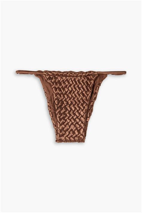 ISA BOULDER Weavestring Woven Stretch Satin Low Rise Bikini Briefs THE OUTNET