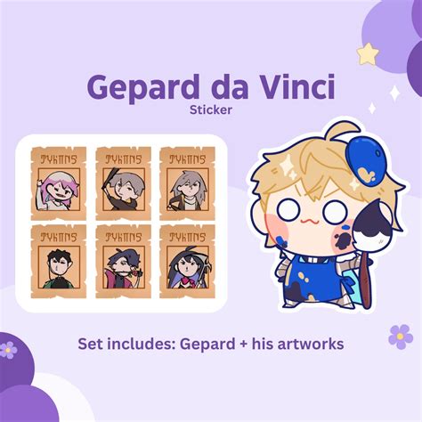 Gepard Da Vinci Vinyl Stickers Honkai Star Rail Etsy