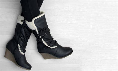 Fur Lined Wedge Boots Groupon
