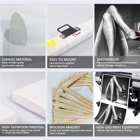 Naked Painting Wall Art Modern Sexy Women Wine Glasses Posters Prints On Canvas Decorations