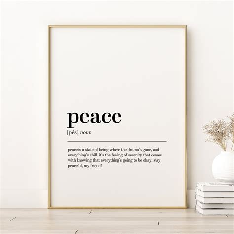 Peace Definition Print, Peace Minimalist Print Modern Wall Art, Peace ...