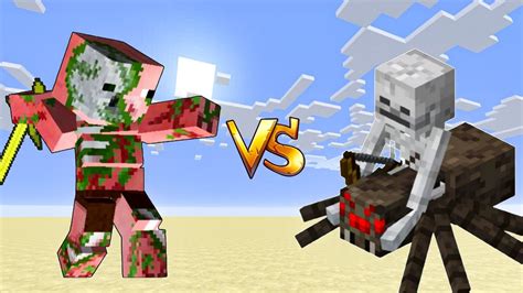 Minecraft Zombie Pigman Vs Titan Spider Jockey Youtube