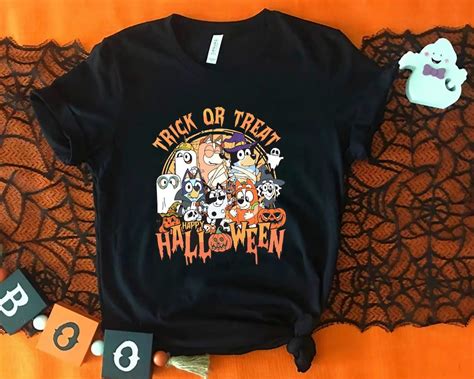 Bluey Bluey Halloween Trick Or Treat Retro Spooky Unisex S Xl Hot Trending Shirt Halloween