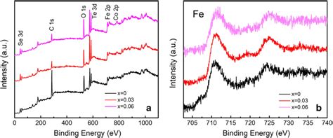 A XPS Survey Scans In The Binding Energy Range Of 01100 EV And B The