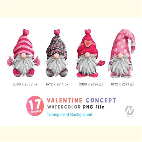 Gnome Valentine Watercolor PNG Clipart | Inspire Uplift