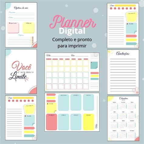 Planner Digital Completo Pronto Para Imprimir No Elo A Artes