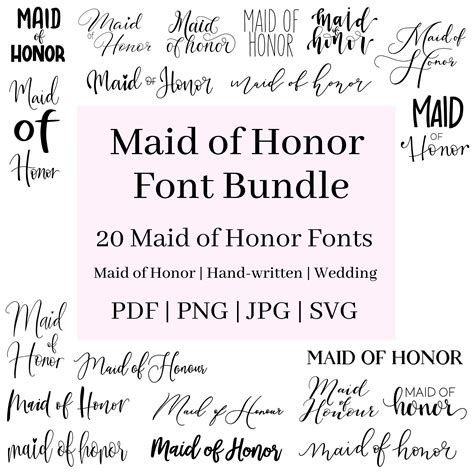 Maid Of Honor Font Bundle Font Svg Bundle Svg Bundle Wedding Svg