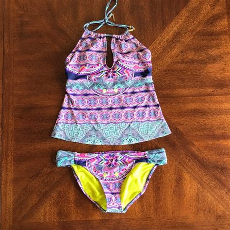 Jessica Simpson Swim Jessica Simpson Bikini Tankini M Pantie L Set Euc Poshmark