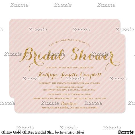 Glitzy Gold Glitter Bridal Shower Invite Blush Zazzle In 2021