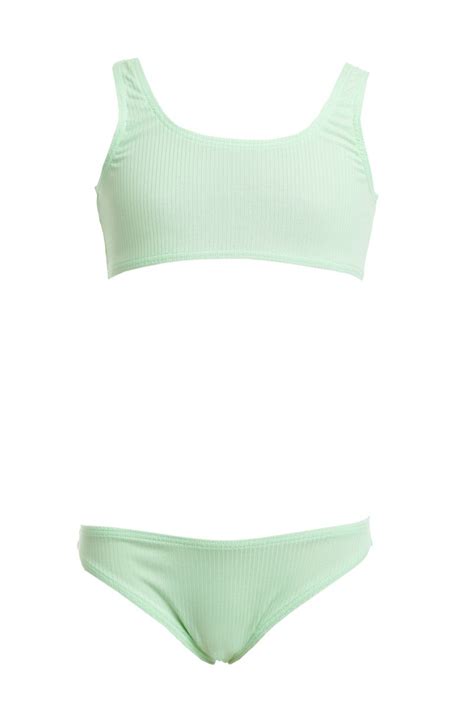 GIRLS MONOCHROME RIBBED BIKINI SET Sugarfreeshops