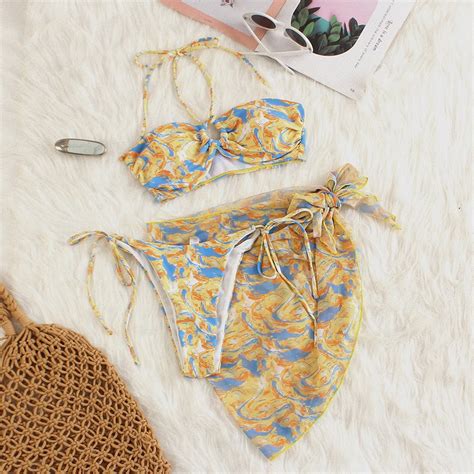 Jual Lady Swimsuit Set Piece Halter Neck Sexy Bikini Beach Wear Fashion Korea Import High