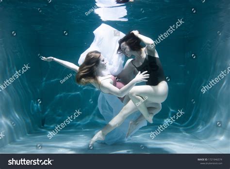 Two Beautiful Lesbian Girls Swimming Underwater Stock Photo Shutterstock