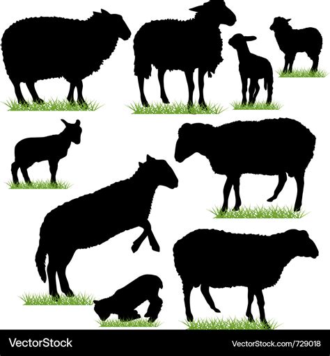 Sheep And Lamb Silhouettes Set Royalty Free Vector Image