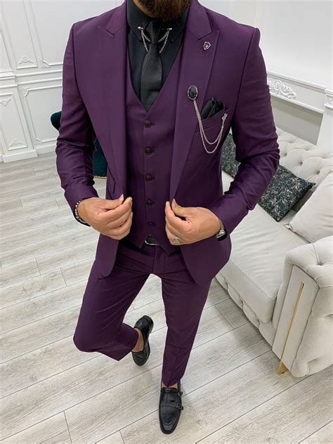 Bespokedaily Whitney Purple Slim Fit Peak Lapel Suit Bespoke Daily