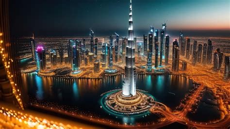 premium photo  night view  dubai   burj khalifa   burj