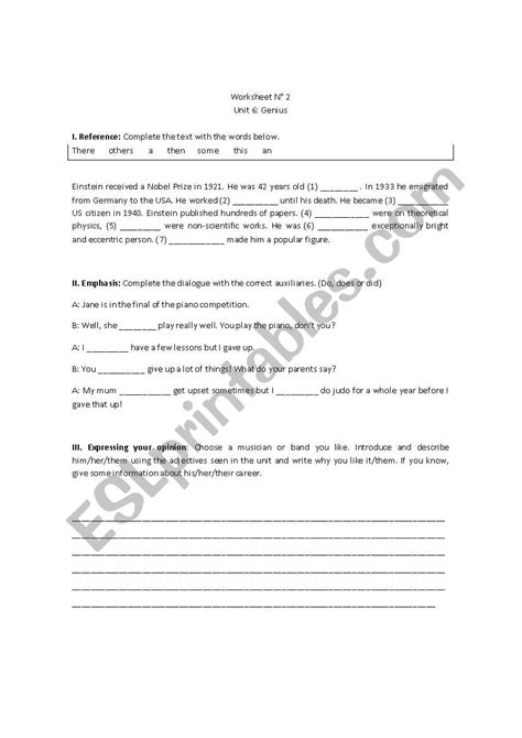 Worksheet about geniuses - ESL worksheet by carolinaatt
